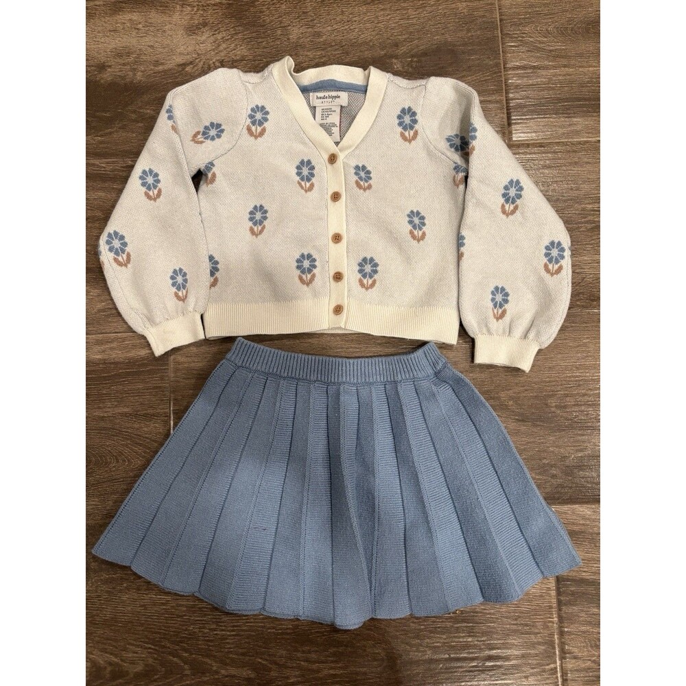 Haute Hippie Girls‎ Size 4 Sweater & Skirt Set Blue Floral